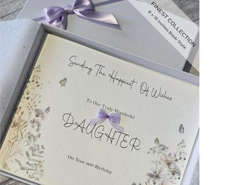 Finest Collection Personalised Elegant Birthday Card Daughter Wife Sister Floral Daughter In Law 30th 40th 50th 60th 70th 80th SKUFC24