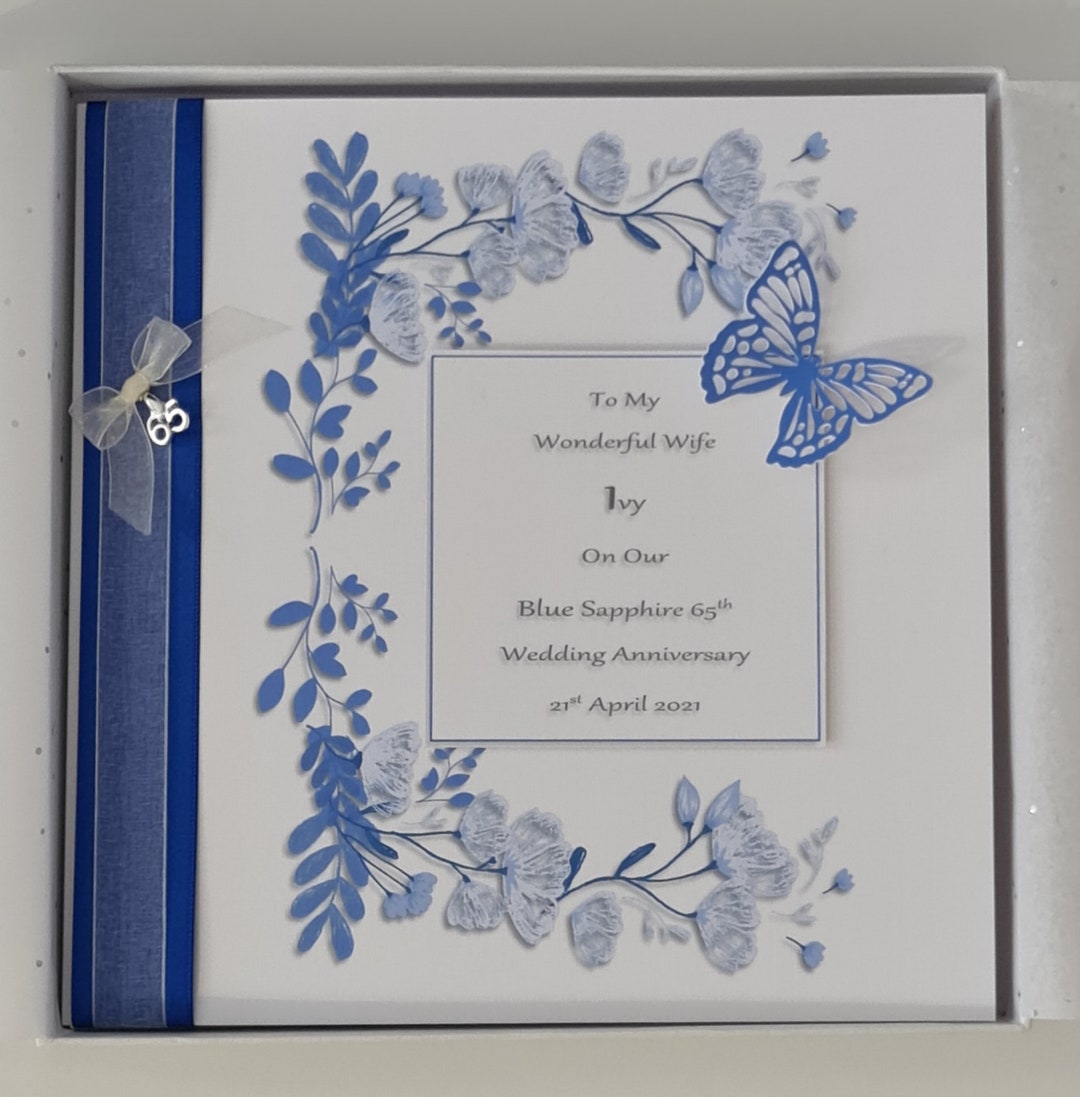 Personalised on Our 65th Sapphire Wedding Anniversary Card Wife Husband ...