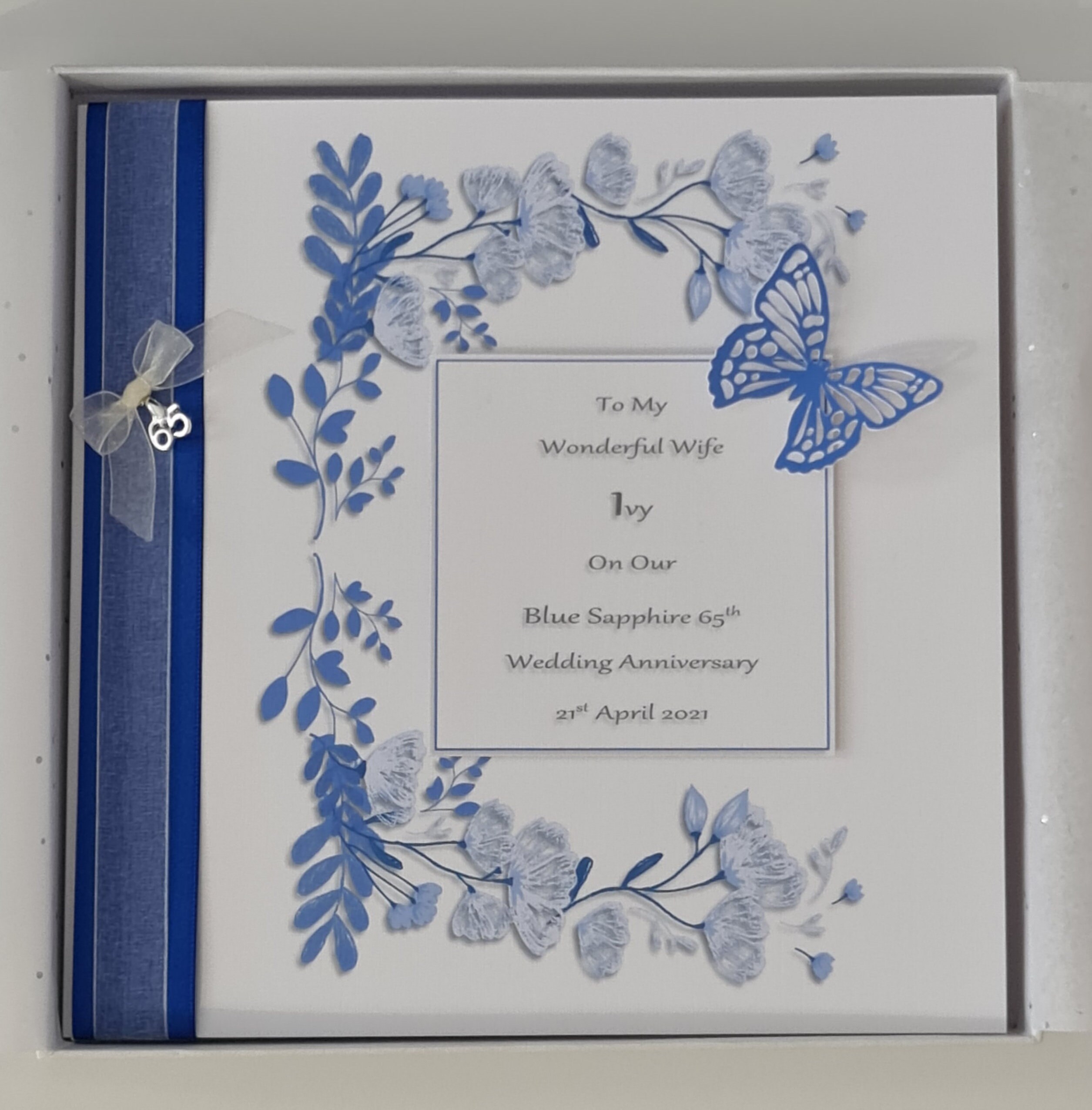 Personalised on Our 65th Sapphire Wedding Anniversary Card Wife Husband ...
