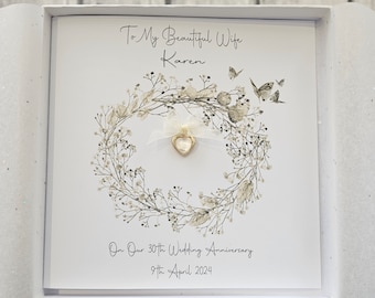 Personalised 30th Pearl Anniversary Card Wife Husband 1st 10th 25th 35th 40th 45th 50th 55th Any Couple Or Colour (SKU1422)