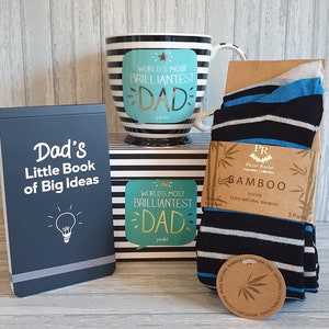Perfect Present For Dad, Mug, Notebook, Bamboo Socks Fathers Day, Birthday Christmas (SKU566)