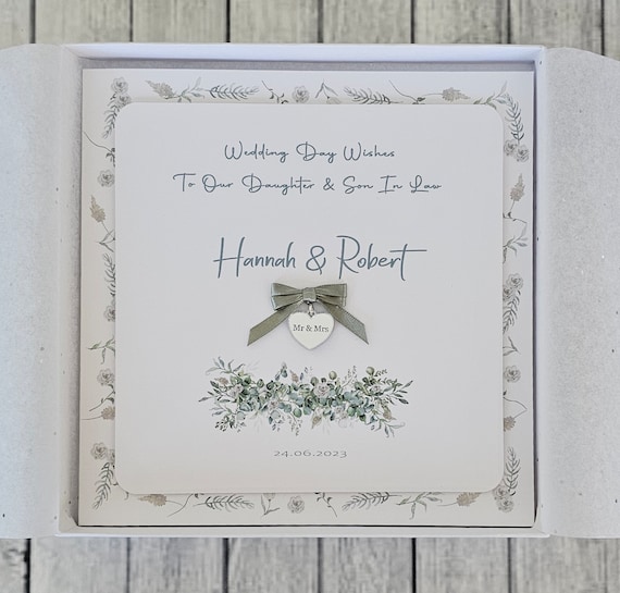 Luxury Card Personalised Wedding Day Card Daughter Son In Law, Son & Daughter In Law Any Couple Occasion/Colour LGBT Contemporary (SKU1419)