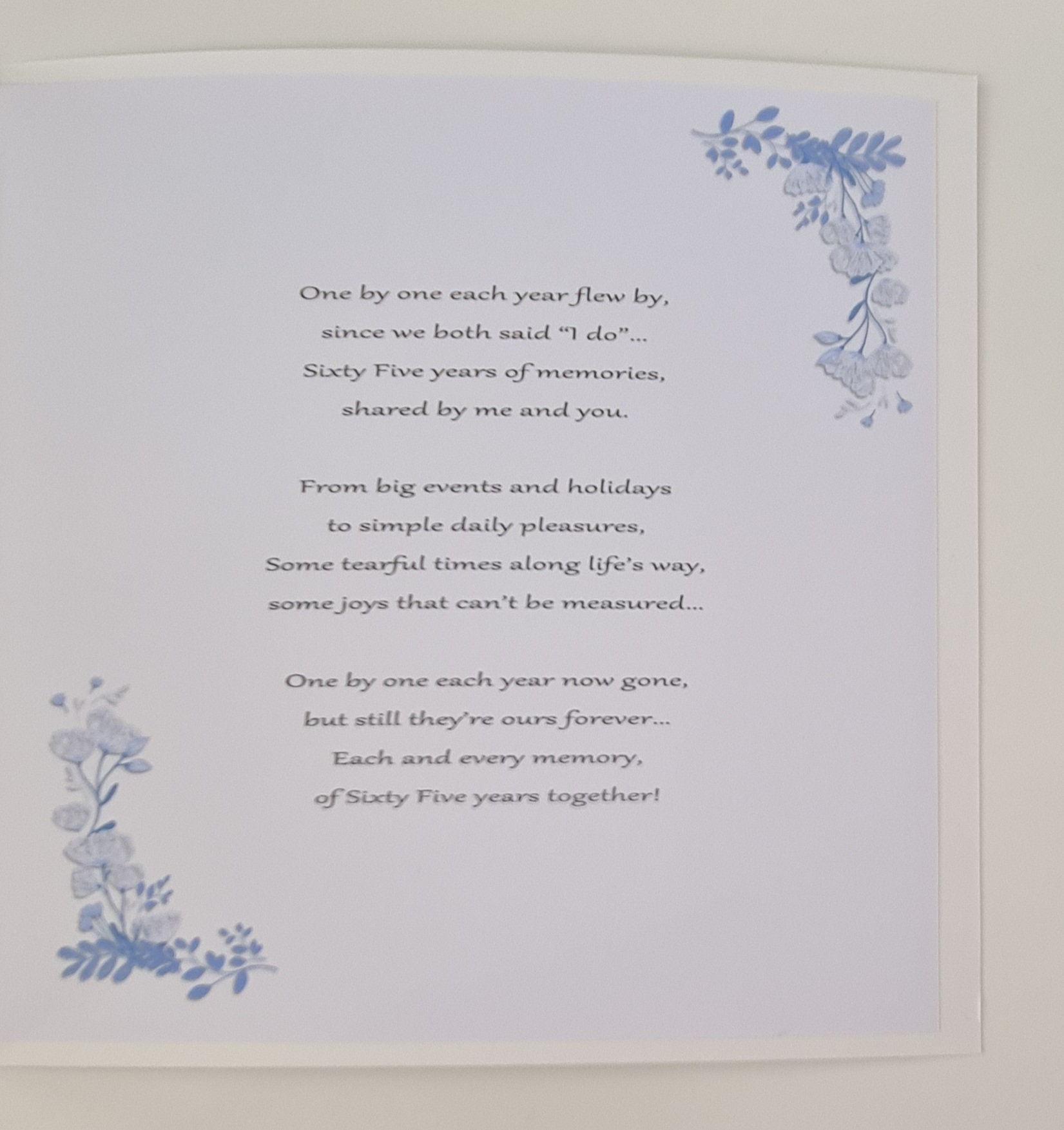 Personalised on Our 65th Sapphire Wedding Anniversary Card Wife Husband ...