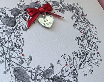 Personalised 40th Ruby Anniversary Card Husband Wife 1st 10th 25th 30th 35th 45th 50th 55th Any Couple Or Colour (SKU1484)