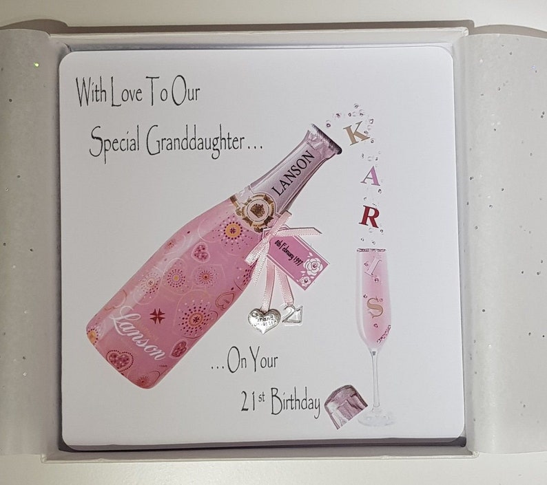 Personalised 21st Birthday Card Granddaughter Pink