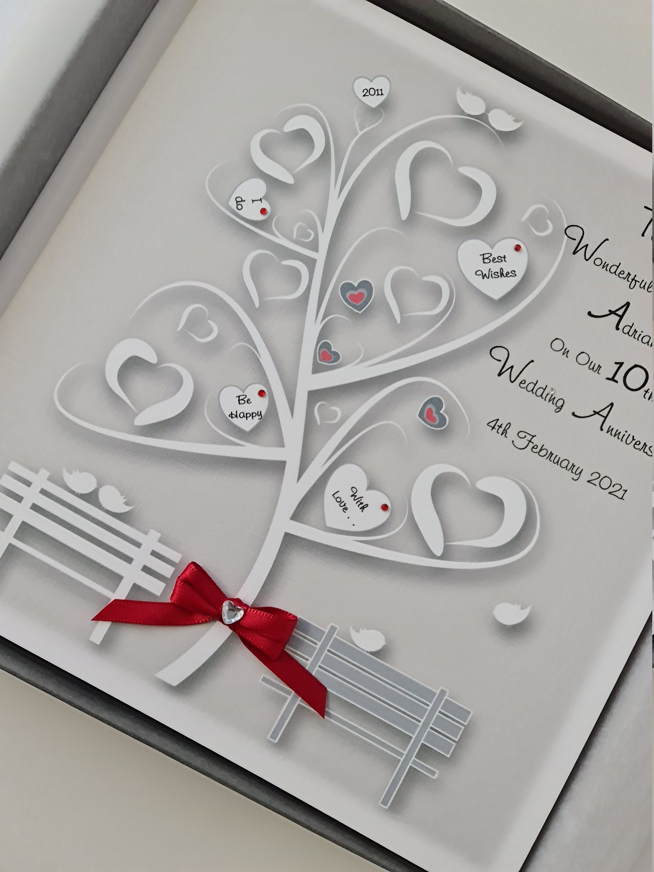 Personalised 10th Anniversary Card (tin) Husband Wife Any Year or ...
