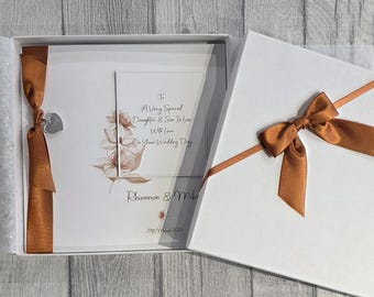 Contemporary Personalised Wedding Day Card Daughter Son In Law, Grandson Sister Special couple Any Couple Colour LGBT Luxury Card  (SKU1472)