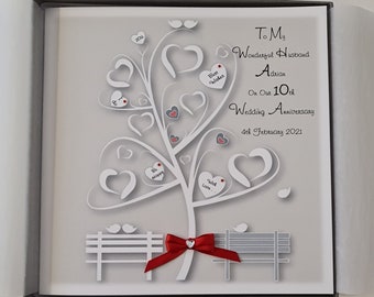 Personalised 10th Anniversary Card (Tin) Husband Wife Any Year Or Colour (SKU707)