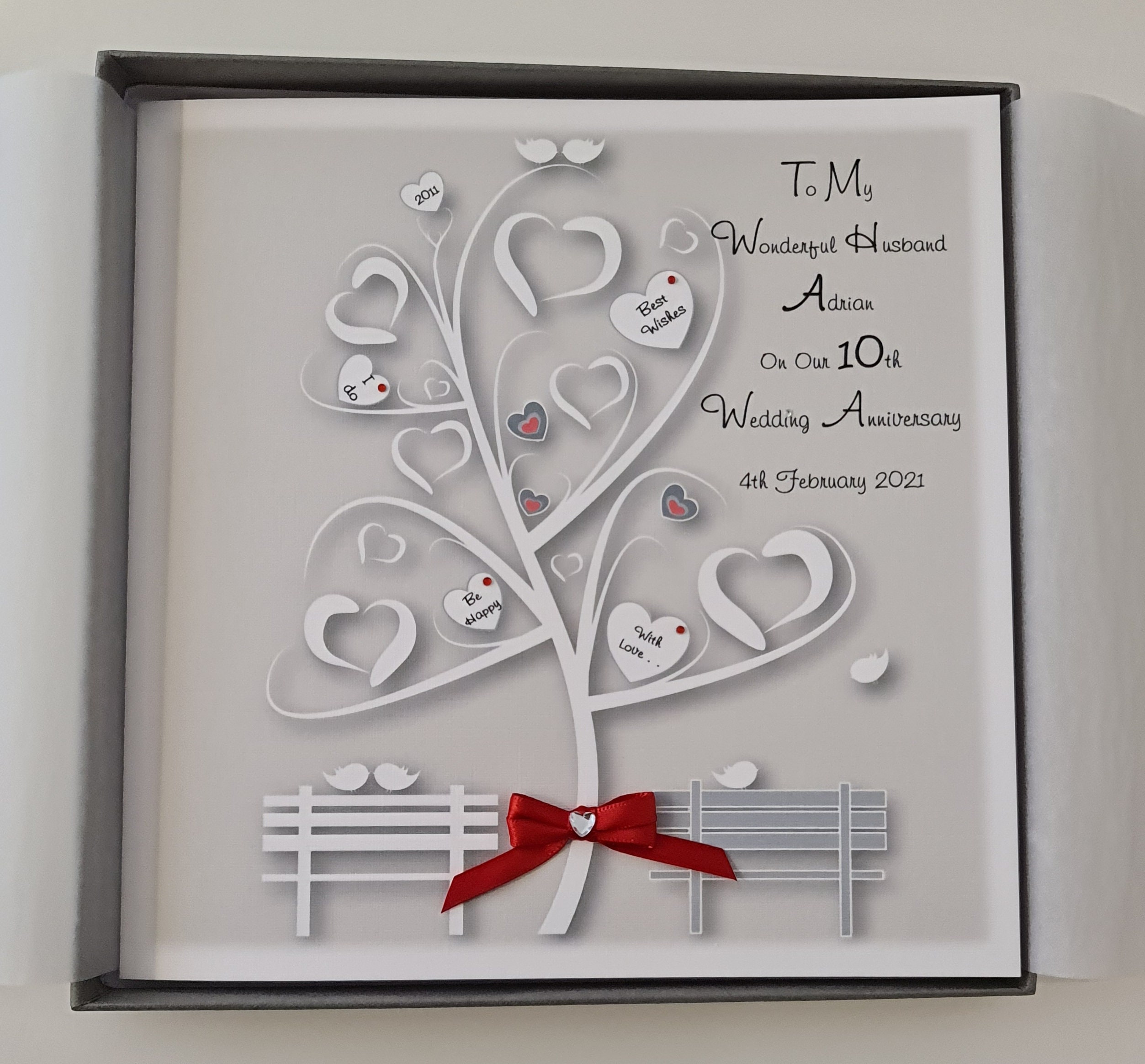 Personalised 10th Anniversary Card (tin) Husband Wife Any Year or ...