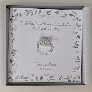 Contemporary Personalised Wedding Day Card Daughter & Son In Law, Any Couple Any Or Relation, Occasion Or Colour (SKU1291)