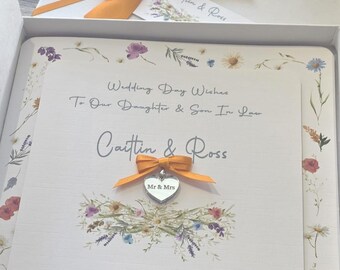 Luxury Personalised Wedding Day Card Son Daughter In Law Granddaughter Grandson Any Couple Occasion Wildflowers SKU1480