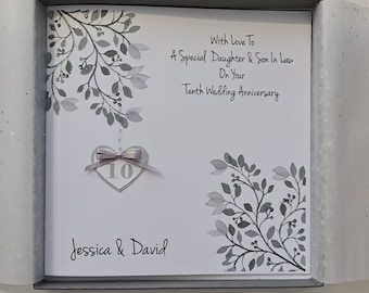 Personalised Tin 10th Anniversary Card Daughter Son In law Sister And Brother In law Special Couple, 1st 30th 40th 50th Any Colour (SKU1195)