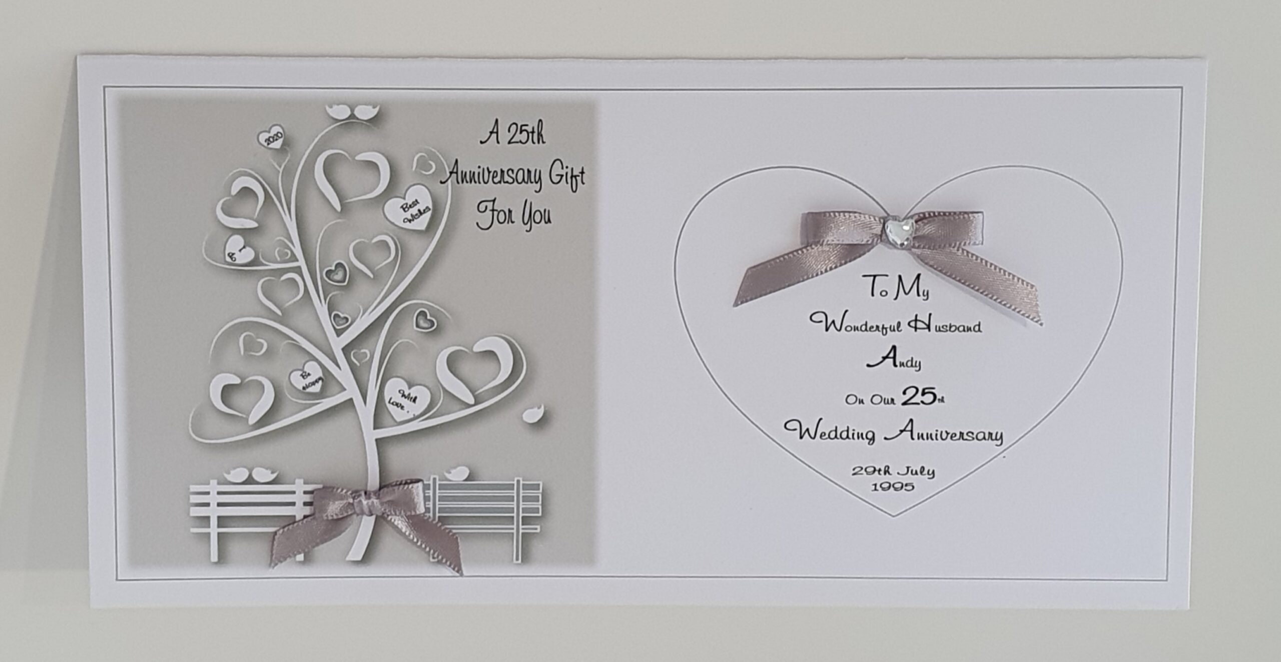 Personalised Silver 25th Wedding Anniversary Card Husband or Etsy UK