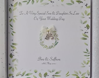 Contemporary Personalised Wedding Day Card Son & Daughter In Law, Granddaughter Friends LGBT Any Couple Relation, Occasion, Colour (SKU1295)