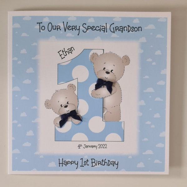 Personalized Peter Rabbit Birthday Card For Son, Grandson, Godson - 1st, 2nd, 3rd Birthday 4 thumbnail image
