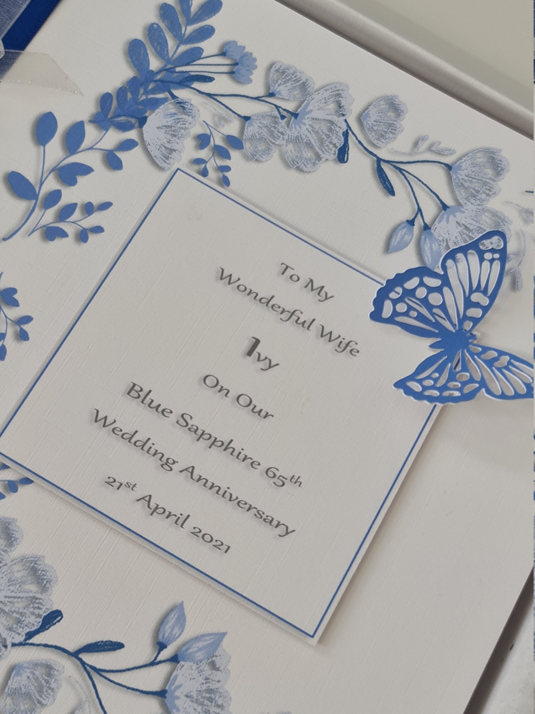 Personalised on Our 65th Sapphire Wedding Anniversary Card Wife Husband ...