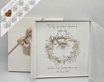 Personalised First Paper Anniversary Card Husband Wife 1st 10th 25th 35th 40th 45th 50th 55th Any Couple Or Colour (SKU1463)