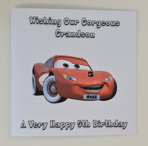 Personalisierte Rennwagen Geburtstagskarte Sohn Enkel Happy