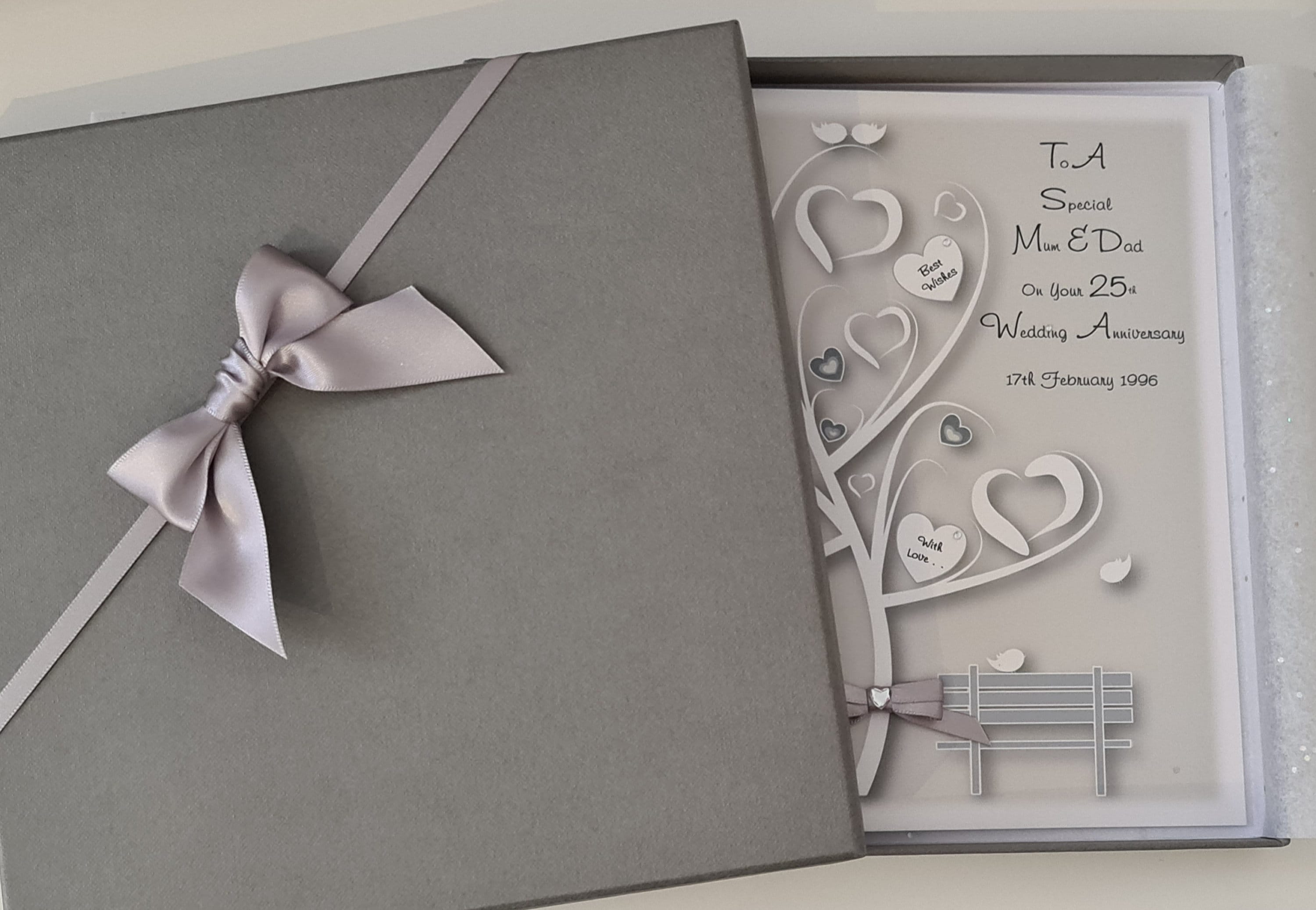 Glückwunschkarte Zum 25. Hochzeitstag – Silberhochzeit Für Mama & Papa Mit Herz-Design