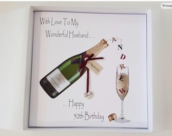 Personalised 50th Birthday Card Husband Wife Mum Fiance Brother Dad Son Brother In law Daughter Any Person Age Tipple 30TH 40TH 60TH(SKU152)