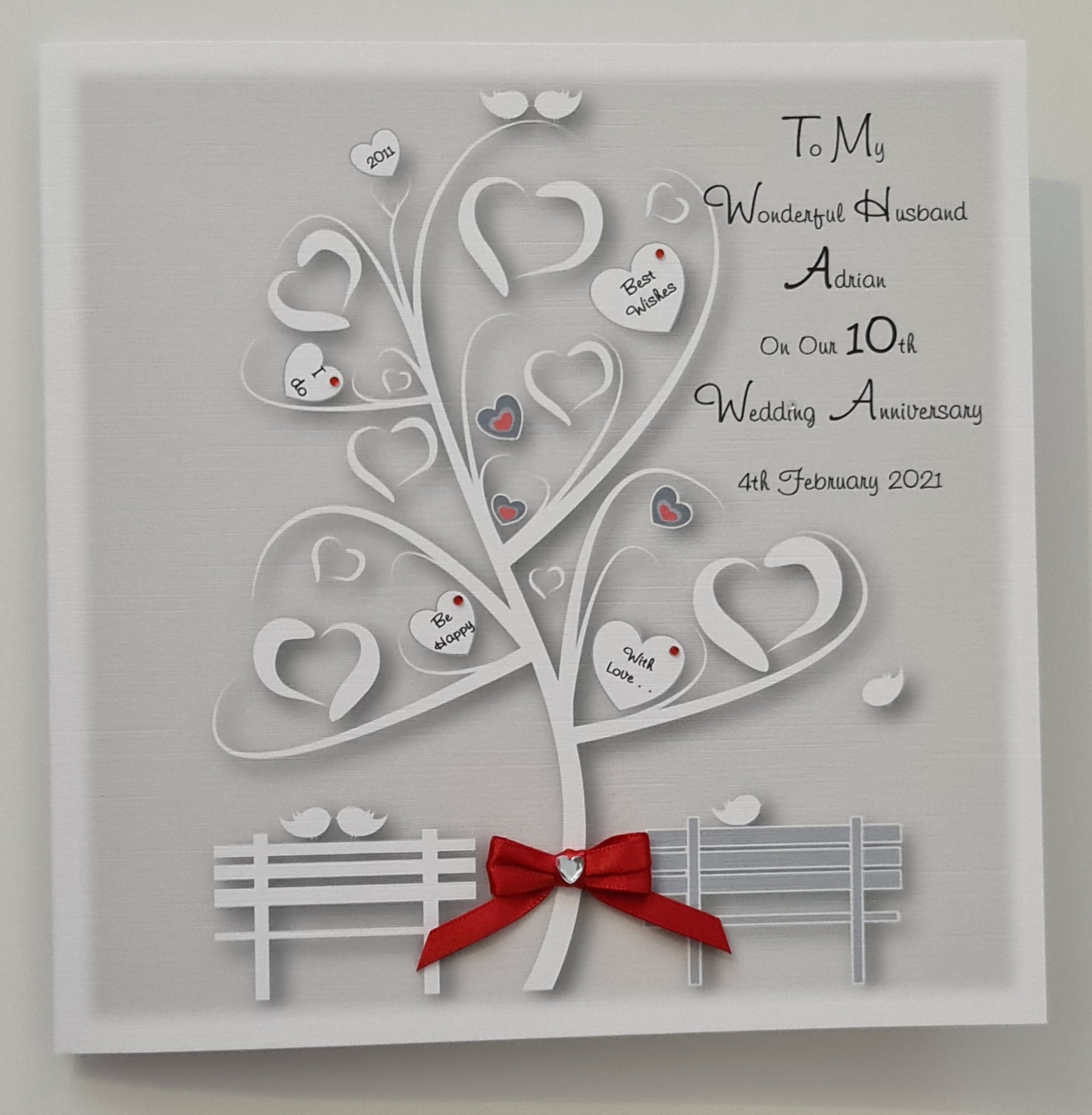 Personalised 10th Anniversary Card (tin) Husband Wife Any Year or ...