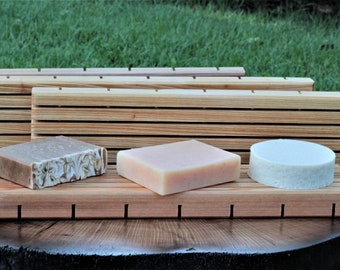 Cypress Wood Deck Large || Wood Soap Dish || Large Wood Soap Dish || Soap Holder || Vegan || For preserving your handmade soaps.