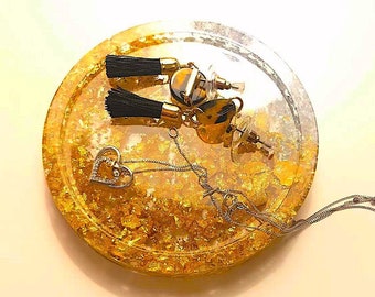 Personalised Wedding Ring Dish - Gold Motif Trinket Tray