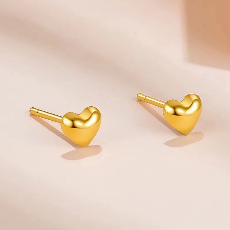 24k Gold Plated Lv In White Heart Stud Earrings. on Galleon