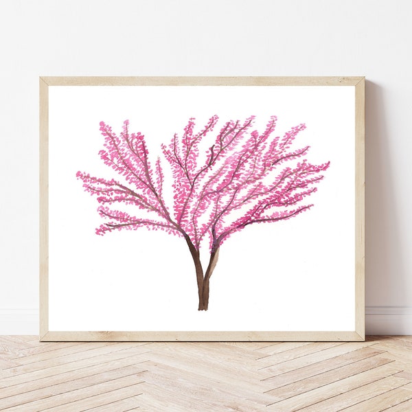 Redbud Watercolor Painting Print | Oklahoma State Tree