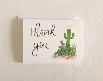 Set of Handmade Cactus Thank You Cards 4 card boxed set Set of Handmade Cactus Thank You Cards 4 card boxed set