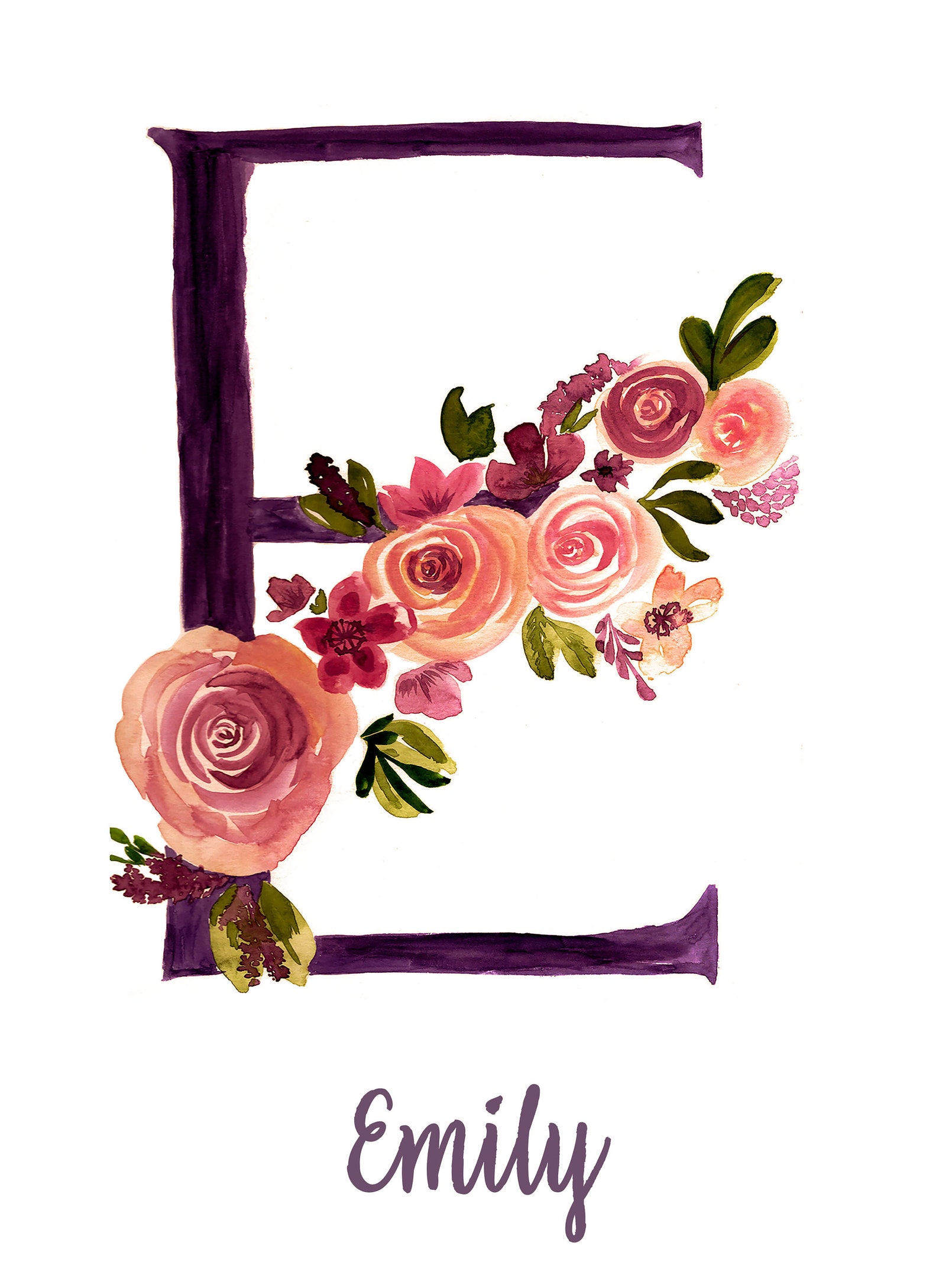 Nursery Name Sign Floral Letter Personalized Print - Etsy