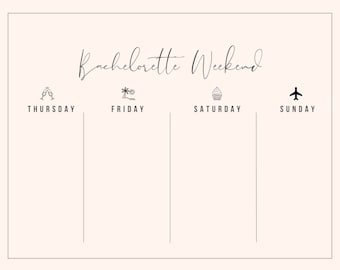 Itinerario y planificador de despedida de soltera - Descarga digital instantánea