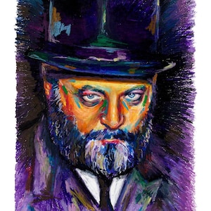 Colourful, one of a kind, Oil Pastel Portrait of The Lubavitcher Rebbe/ Chabbad/ Contemporary Jewish Art/ Israel/Judaica/Menachem Mendel