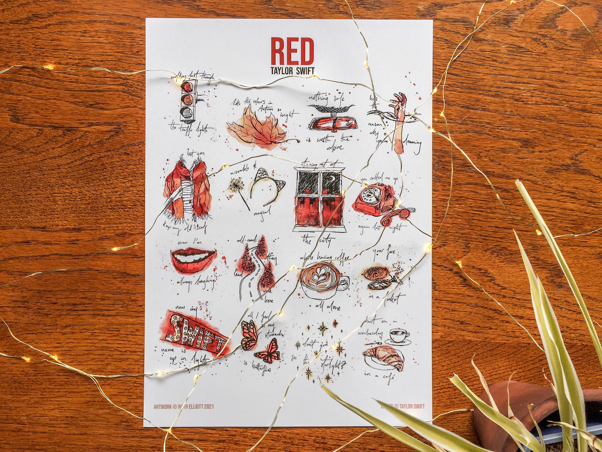 Taylor Swift RED Tracklist Print / Merchandise / Fanart Etsy UK