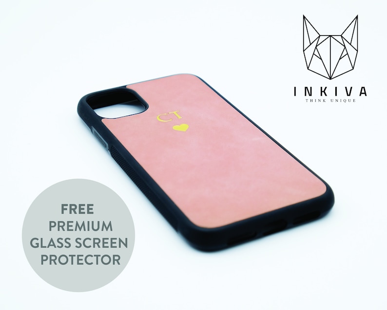 Personalised Tan Leather Embossed Case for iPhone X Xs Xr Max 8 PLUS 7 Initial Monogram Custom Personlised Cover Gold Silver iphone 11