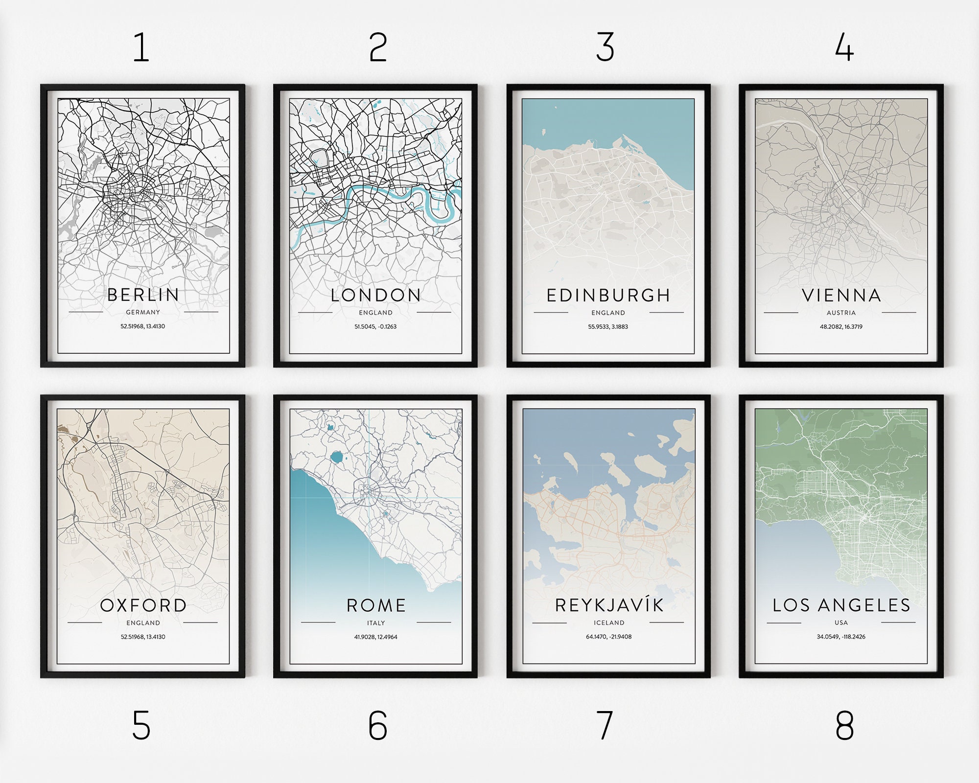 Set of 3 Personalised Maps, City Map Prints, Country Map Print, Custom ...