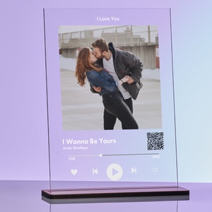 Personalisierte benutzerdefinierte Song Plakette mit Ständer, Paar Geschenk, Geschenk für sie, Geschenk für ihn, personalisierte Swarovski Song, Jubiläum, BestFriend Geschenk