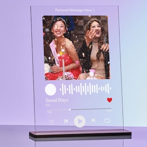 Personalisierte Songplakette mit Ständer, personalisierte Musikplakette, Bestie-Geschenk, beste Freundin Geschenk und Musikgeschenk, scannbare Musikplakette