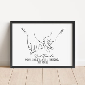 Personalised Hands Print, Personalised Gift for Friends, Gift for Her, Gift for Him and Custom Gift, Birthday Gift, Pinky promise gift