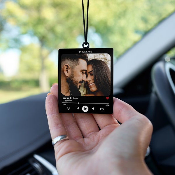 Personalisierte Musik Foto Auto Ornament, Geschenk für Freund, Freundin, Jahrestag, Valentinstag, Weihnachten, Auto Charm Geschenk, Musik Geschenk