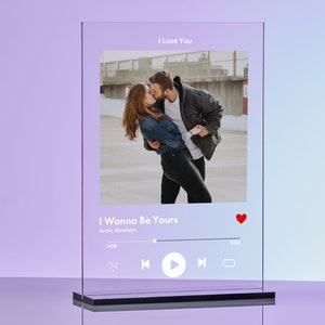 Placa personalizada de Spotify | Canción acrílica personalizada con  cubierta de álbum de fotos | Luz nocturna LED grabada con imagen | Regalos