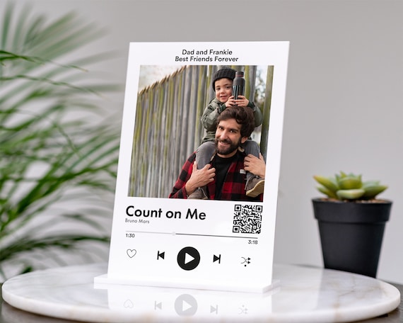 Fathers Day Personalised Custom Spotify Song Plaque With Stand