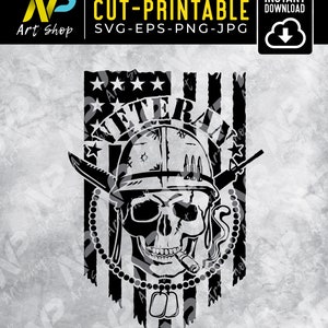 USA Veteran Skull Svg | US army Veteran Svg, Military Svg,Army Svg, Patriotic Veteran Svg for Cricut & Silhouette Print,Sublimation