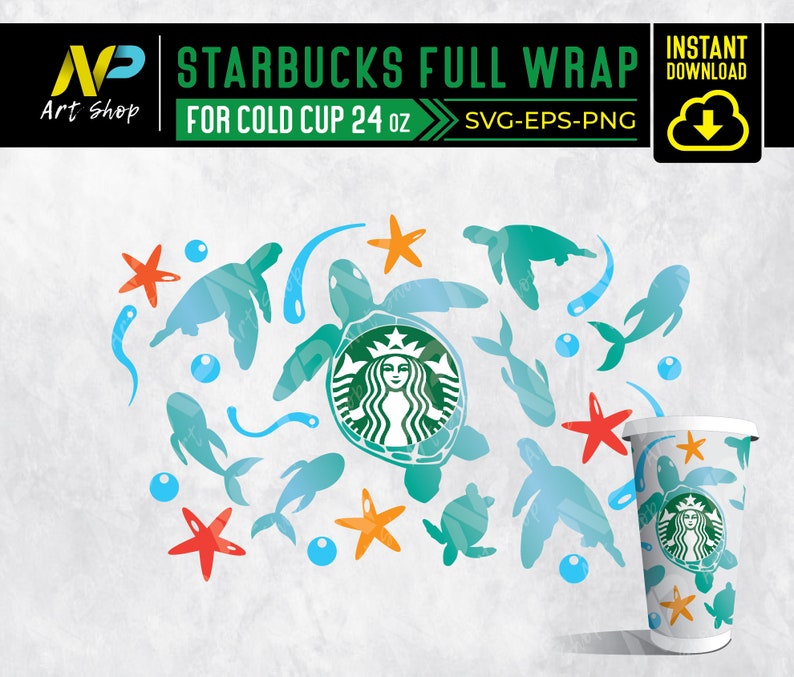 Download Fish Svg Sea Svg Starbucks Turtle Cup Svg Turtle Svg Starbucks Full Wrap For Starbucks Venti Cold Cup 24oz Drawing Illustration Digital Trustalchemy Com