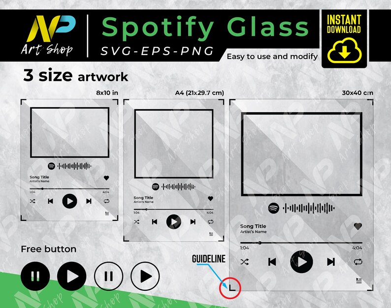 Spotify SVG Music Player Svgspotify Glass Svg Spotify | Etsy