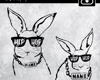 SVG de conejito de hip hop: Diseño de gafas de sol de Pascua (descarga digital)