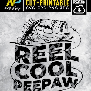 Reel Cool Peepaw SVG, Opa Vissen svg voor Cricut, Vissen svg, Visser Verjaardag svg, Vector Cut File