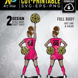 cheerleading Girl Afro puff ponytail svg, school cheerleader svg, pom pom svg, pom svg, spotrs svg, school svg, spotrs svg, svg for cut