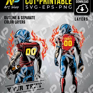 Voetbal svg, American Football speler Svg, voetbalteam, terugdraaien, voetbalseizoen, svg voor Cricut, kleurlagen, lasergesneden, stencil