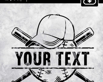 Logotipo de béisbol SVG: Texto personalizable, archivos Cricut (descarga digital)